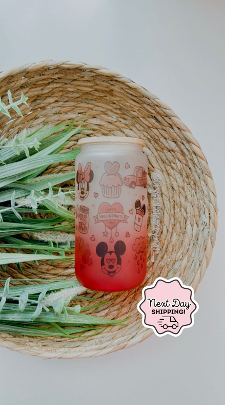 Disney Glass Can Collection | Gift Ideas for Disney Fans | 16oz Glass Can | Personalized Bamboo Lid