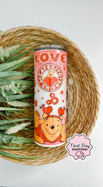 Winnie the Pooh Tumbler | Valentine's Day | Perfect gift for Winnie the Pooh Lovers | V-day Gift Ideas | 20oz Skinny Tumbler | On the Go Tumbler