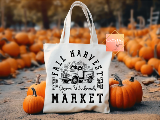 Fall Harvest Market Tote Bag | Grocery Tote | Daily Tote | On the Go Tote | 100% Natural Cotton