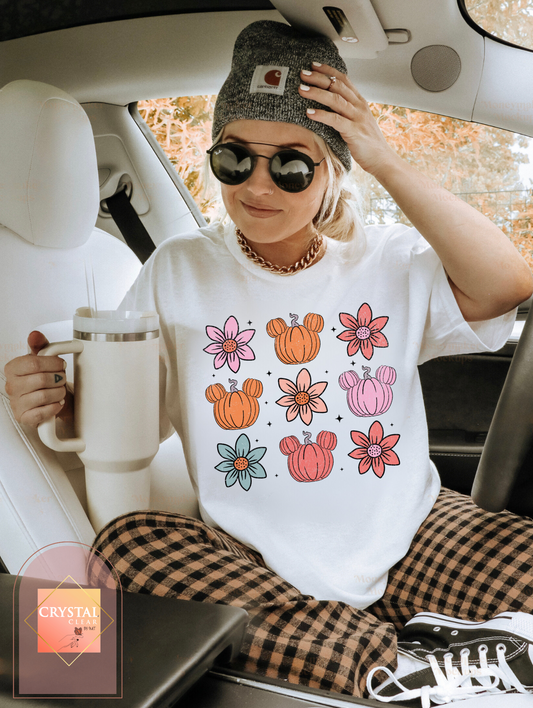 Flower Pumpkin T-Shirt | Adult Unisex | Comfy | Breathable | Every day use