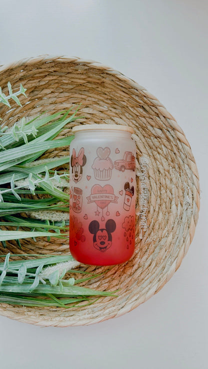 Disney Glass Can Collection | Gift Ideas for Disney Fans | 16oz Glass Can | Personalized Bamboo Lid