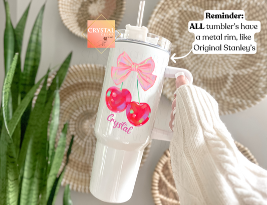 Cherry Coquette Tumbler | 40oz Stanley Quencher | Gifts for all occasions | On the Go | Trendy