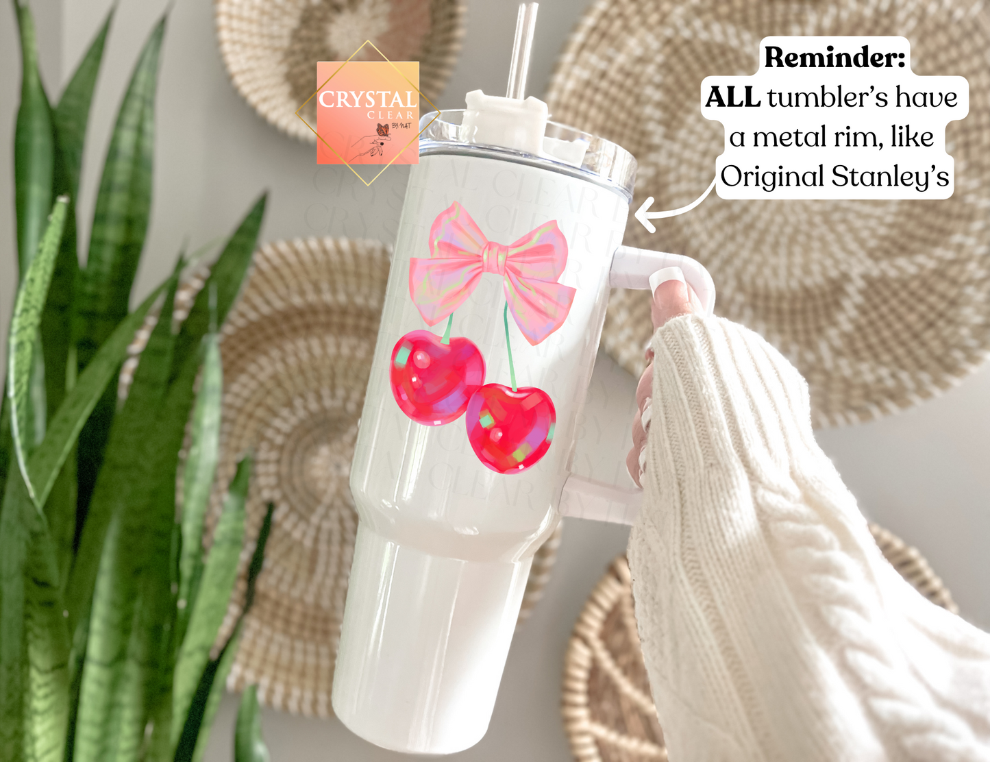 Cherry Coquette Tumbler | 40oz Stanley Quencher | Gifts for all occasions | On the Go | Trendy