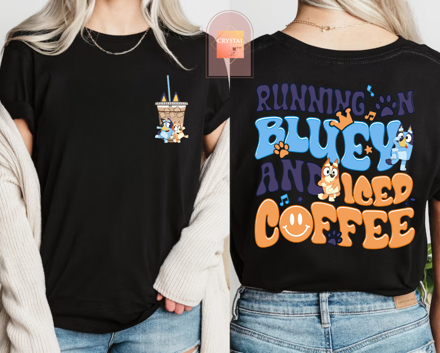 Running on Bluey and Iced Coffee T-Shirt | Adult Unisex | Comfy | Breathable | Every day use | Trendy