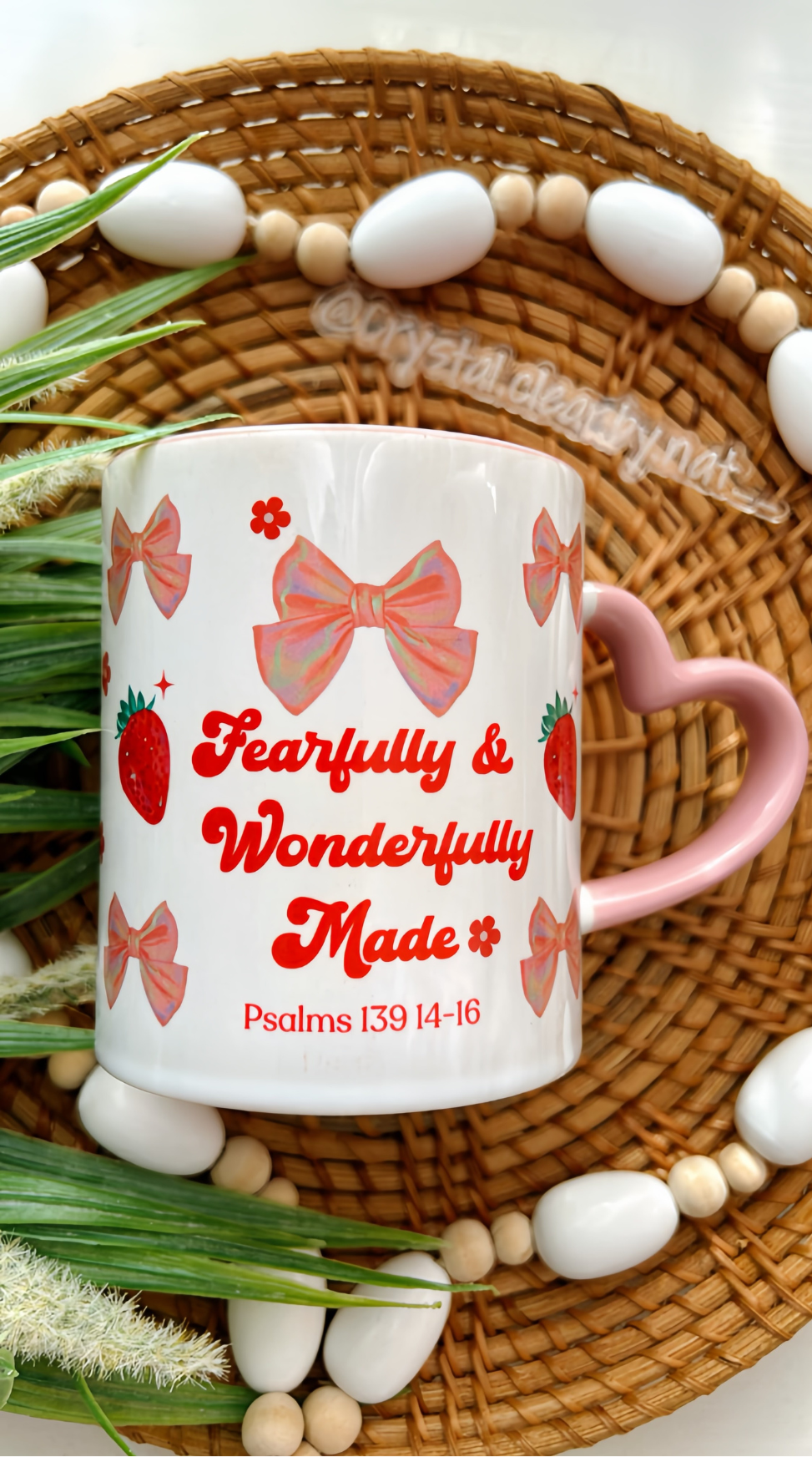 Fearfully & Wonderfully Made Heart Handled Mug | Perfect Gift Idea | Coffee Lovers Mug | Drink your Cafecito in style | 11oz Mug | Gifts for all | Pink Lovers