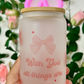 With God All Things Are Possible | Faith Glass Cans | 16oz Libbey with Bamboo Lid and Straw