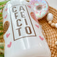 Cafecito Glass Can | White | Pink Bling Lid | Perfect Gift for all occasions | Iced/Hot Coffee Lovers | Pink Bling Lid | 16oz