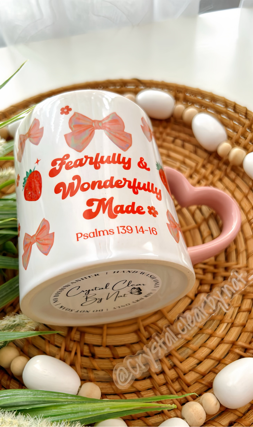 Fearfully & Wonderfully Made Heart Handled Mug | Perfect Gift Idea | Coffee Lovers Mug | Drink your Cafecito in style | 11oz Mug | Gifts for all | Pink Lovers