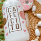 Cafecito Glass Can | White | Pink Bling Lid | Perfect Gift for all occasions | Iced/Hot Coffee Lovers | Pink Bling Lid | 16oz