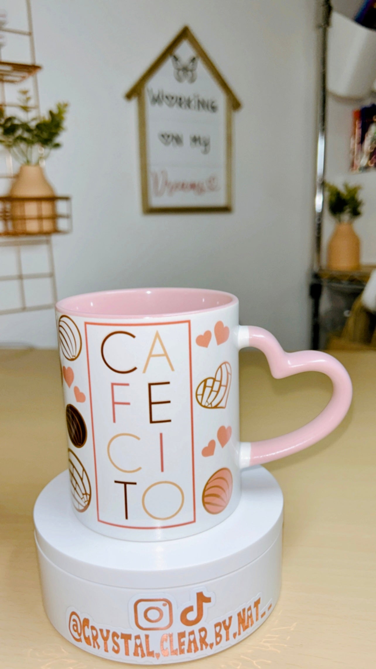 Cafecito Pink Heart Handled Mug | Perfect Gift Idea | Coffee Lovers Mug | Drink your Cafecito in style | 11oz Mug | Gifts for all | Pink Lovers