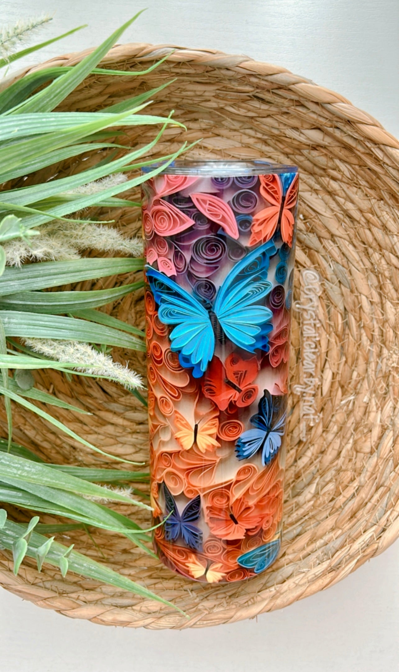 3D Paper Butterfly Tumbler | Perfect gift for Butterfly Lovers | Gift for all Occasions | 20oz Skinny Tumbler | On the Go Tumbler