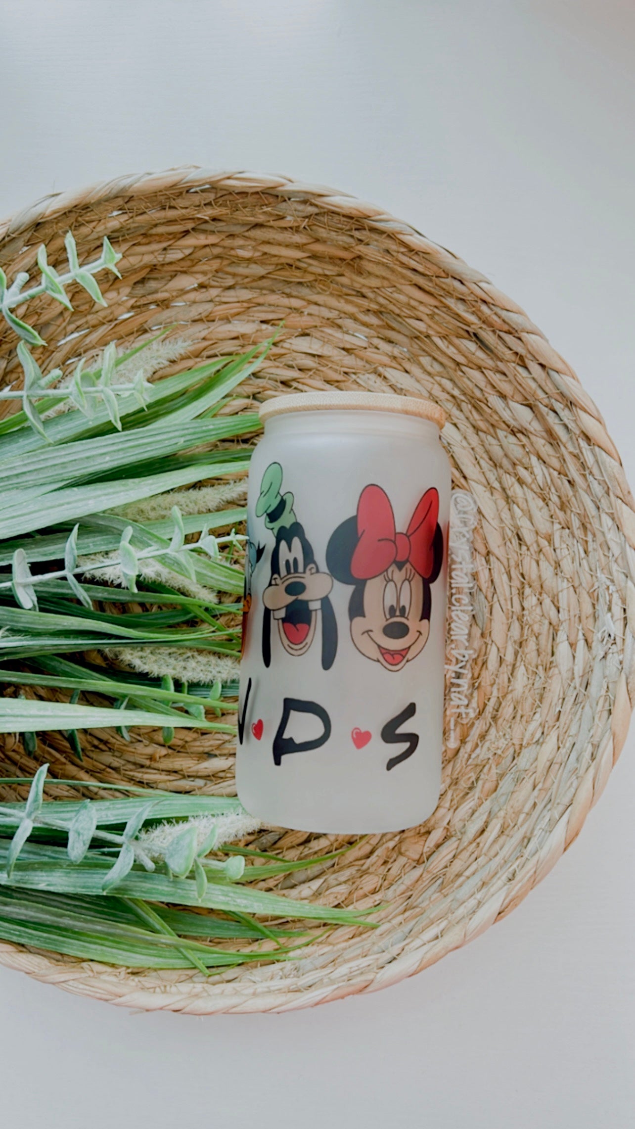 Disney V-Day Glass Can Collection | Gift Ideas for Disney Fans | 16oz Glass Can | Personalized Bamboo Lid