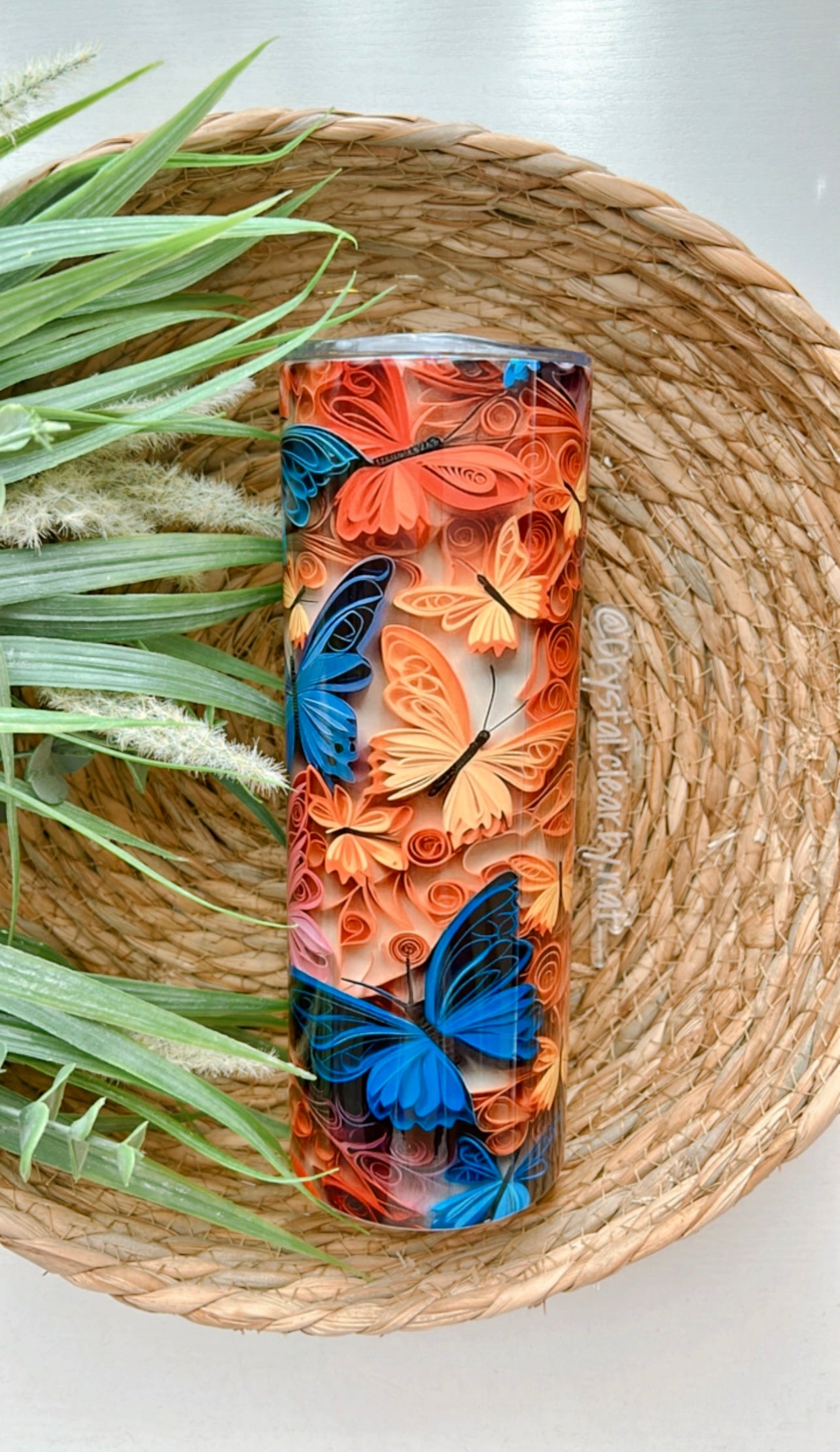 3D Paper Butterfly Tumbler | Perfect gift for Butterfly Lovers | Gift for all Occasions | 20oz Skinny Tumbler | On the Go Tumbler