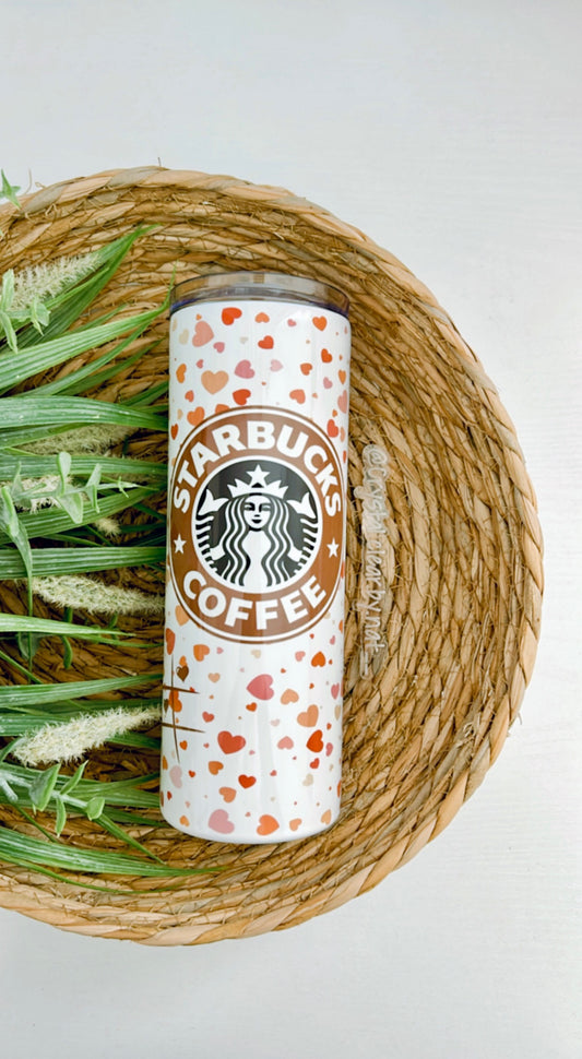 Starbucks Heart Tumbler | Valentine's Day | Perfect gift for Starbucks Lovers | V-day Gift Ideas | 20oz Skinny Tumbler | On the Go Tumbler