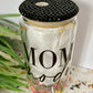 Mom Mode Flower Snow Globe Glass Can | 12oz | Bling Lid | Straws | Gift for Mom's