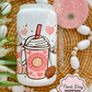 Cafecito y Chisme Glass Can | White | Pink Bling Lid | Perfect Gift for all occasions | Iced/Hot Coffee Lovers | Pink Bling Lid | 16oz