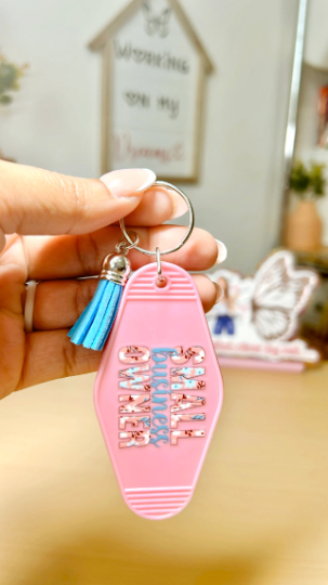 Motel Keychains | Perfect for all occasions | Add a Pop of personality to your on-the-go keychain | UV-DTF designs | 4 different colors