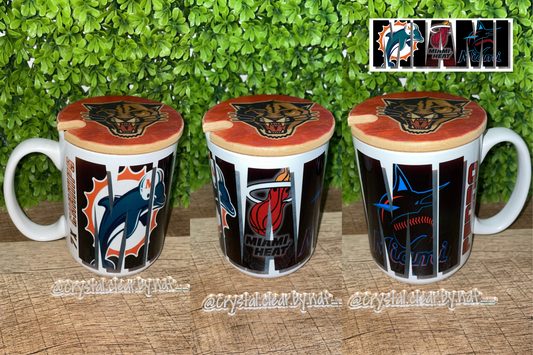 Miami Sports Fan Mug | All Florida Sports Teams | Perfect gift for Sports Fans | All occasion gift | Bamboo Lid keeps your drink warm | 15oz Mug