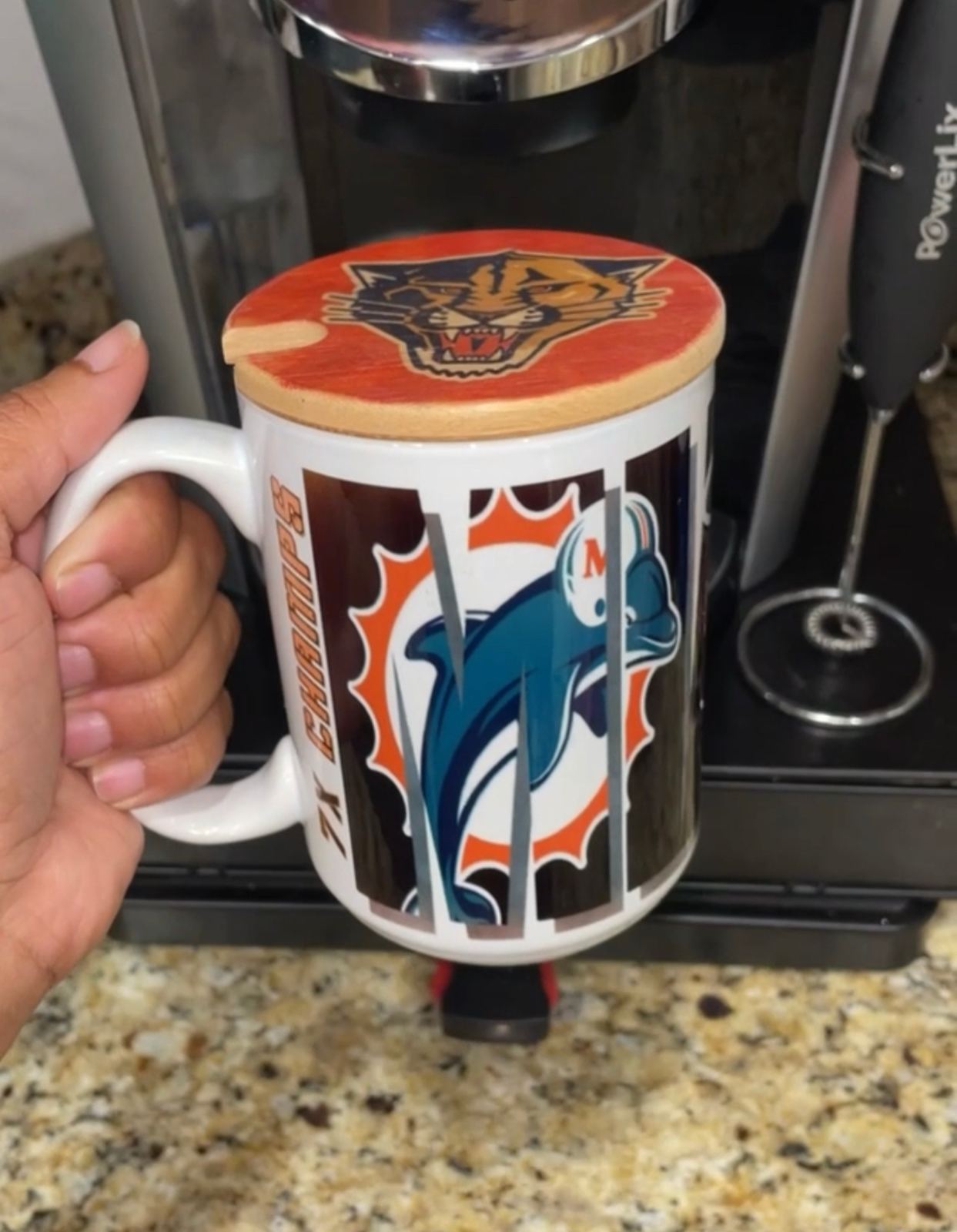 Miami Sports Fan Mug | All Florida Sports Teams | Perfect gift for Sports Fans | All occasion gift | Bamboo Lid keeps your drink warm | 15oz Mug